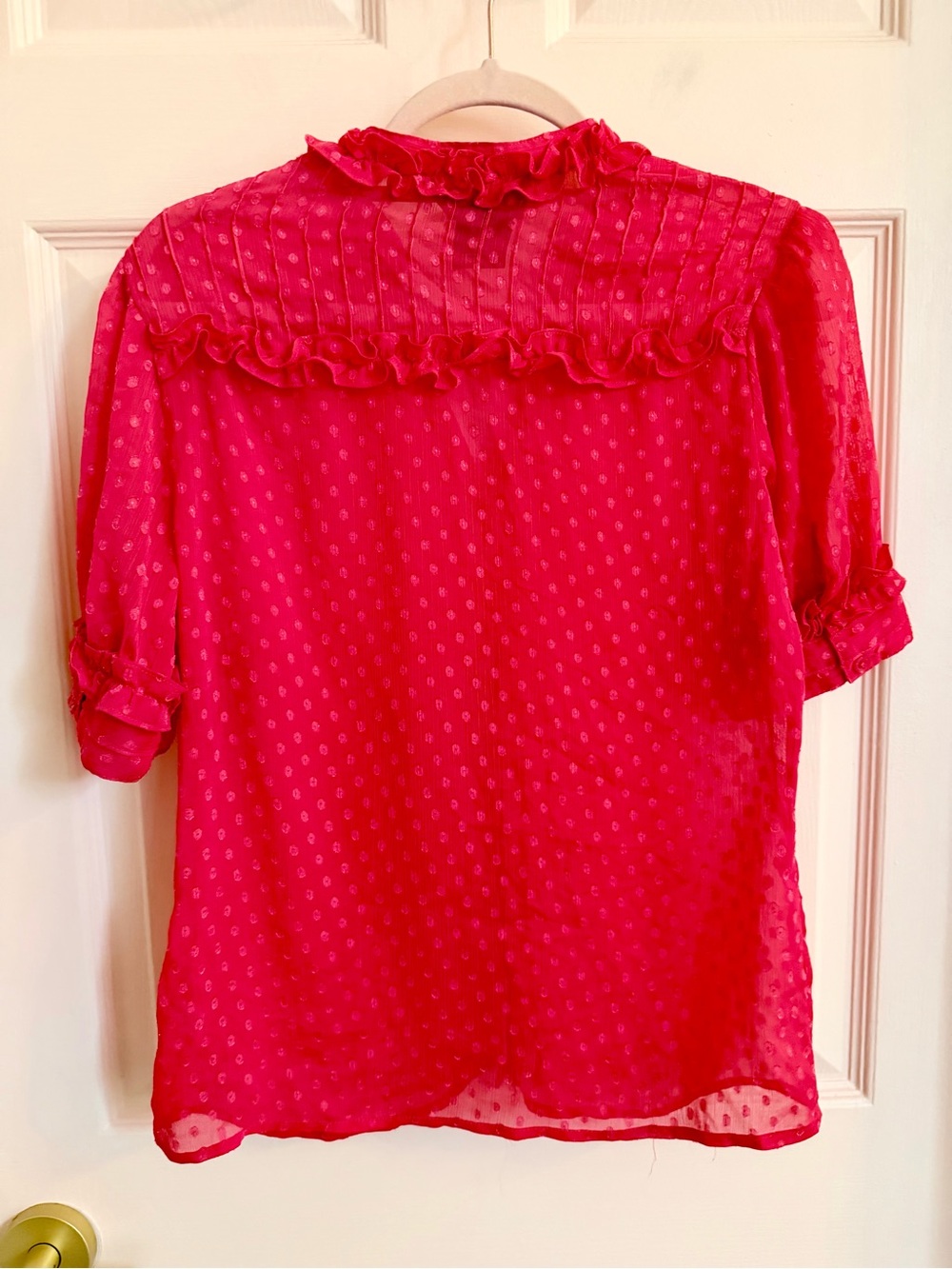 Red semi sheer George button up - Picture 4 of 4